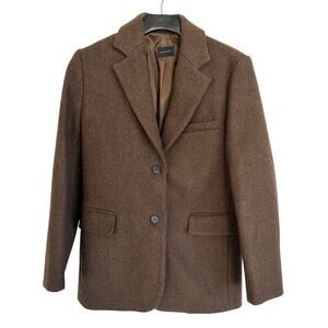 Cotton Market Korea Dark Brown 70% Wool Blend Heavy Blazer Coat Size S NWOT